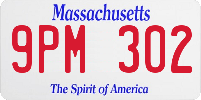 MA license plate 9PM302