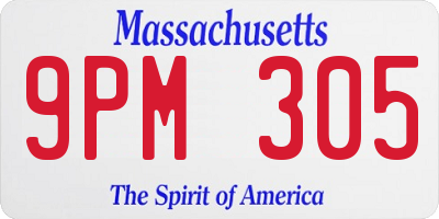MA license plate 9PM305