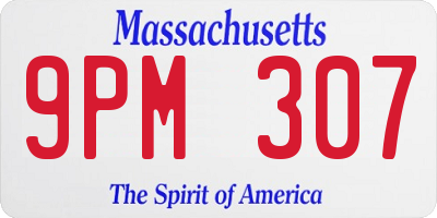 MA license plate 9PM307