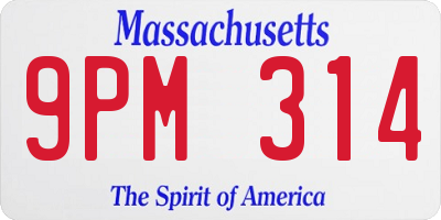 MA license plate 9PM314