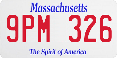 MA license plate 9PM326
