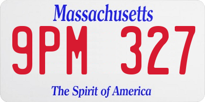 MA license plate 9PM327