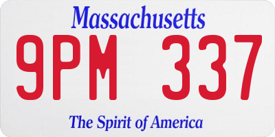 MA license plate 9PM337