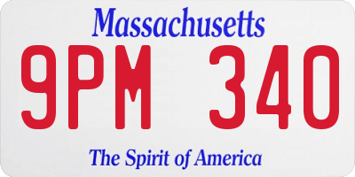 MA license plate 9PM340