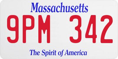 MA license plate 9PM342