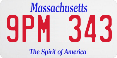 MA license plate 9PM343