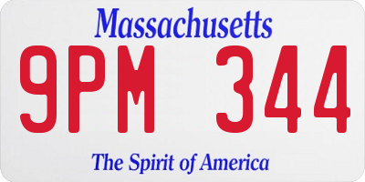 MA license plate 9PM344