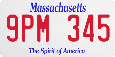 MA license plate 9PM345