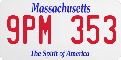 MA license plate 9PM353