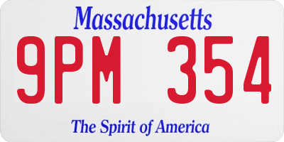 MA license plate 9PM354