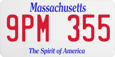 MA license plate 9PM355
