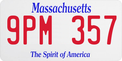 MA license plate 9PM357