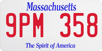 MA license plate 9PM358