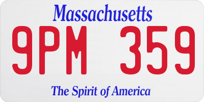 MA license plate 9PM359