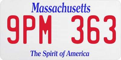 MA license plate 9PM363