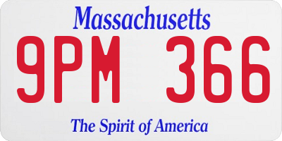 MA license plate 9PM366