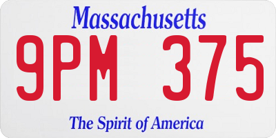 MA license plate 9PM375