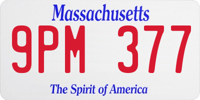 MA license plate 9PM377