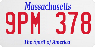 MA license plate 9PM378