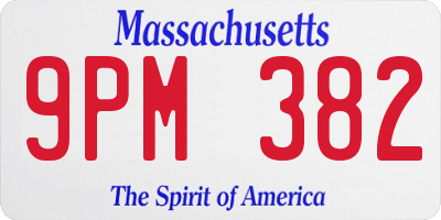 MA license plate 9PM382