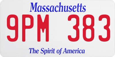 MA license plate 9PM383