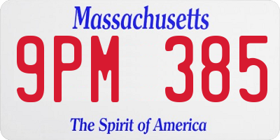 MA license plate 9PM385