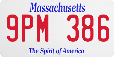 MA license plate 9PM386