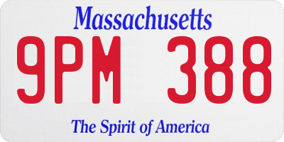 MA license plate 9PM388