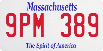 MA license plate 9PM389