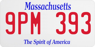 MA license plate 9PM393