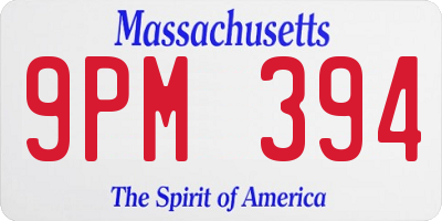 MA license plate 9PM394