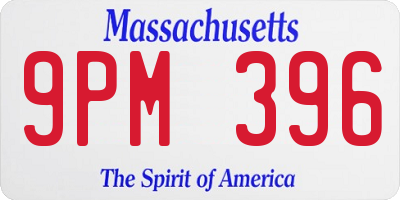 MA license plate 9PM396