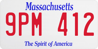 MA license plate 9PM412
