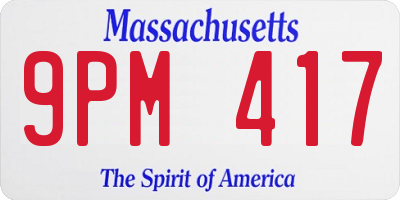 MA license plate 9PM417