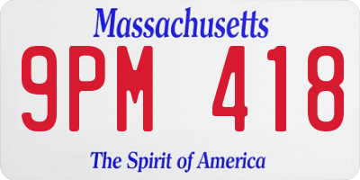MA license plate 9PM418