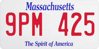 MA license plate 9PM425