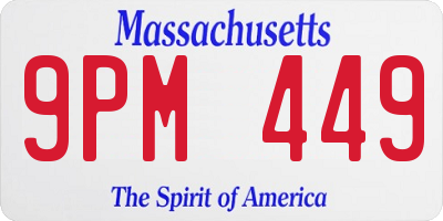 MA license plate 9PM449