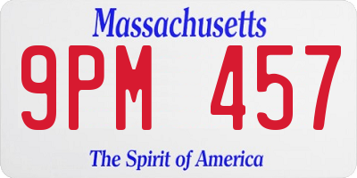 MA license plate 9PM457