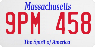 MA license plate 9PM458