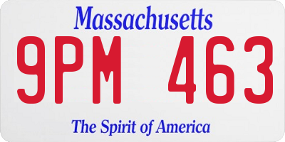 MA license plate 9PM463