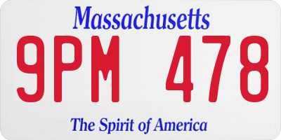 MA license plate 9PM478