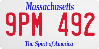 MA license plate 9PM492