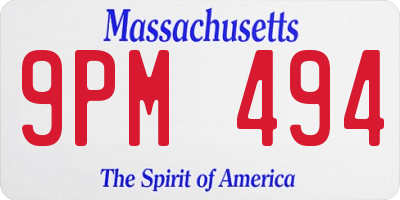 MA license plate 9PM494