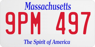 MA license plate 9PM497