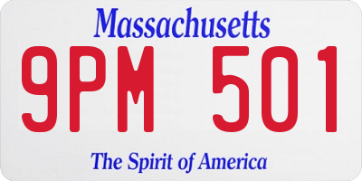 MA license plate 9PM501