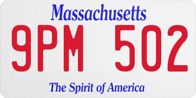 MA license plate 9PM502