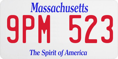 MA license plate 9PM523