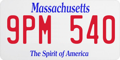 MA license plate 9PM540