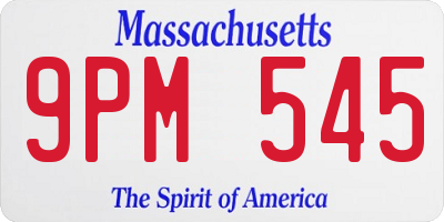 MA license plate 9PM545