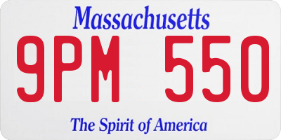 MA license plate 9PM550